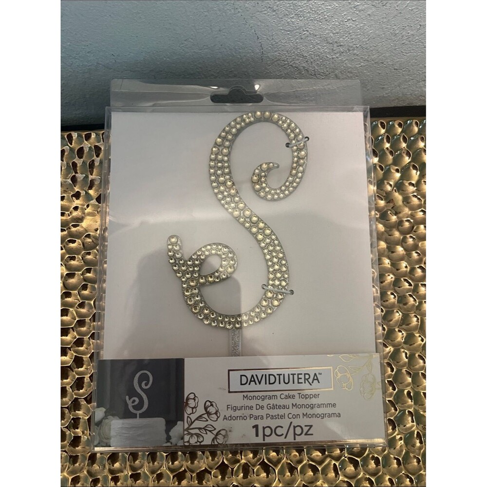 #2271**David Tutera Rhinestone Monogram 'S' Cake Topper - Silver